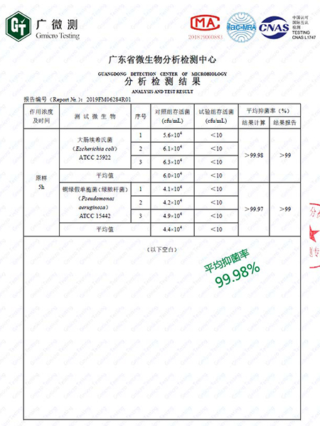 生態活氧凈化劑檢測報告